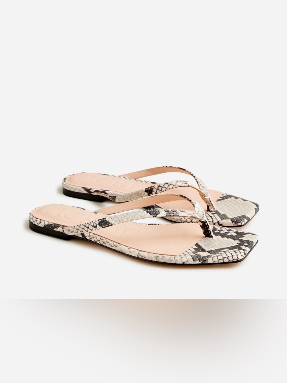 J. Crew Snake-Print Thong Sandals in Beige and Black
